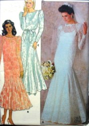 4414  BUTTERICK GODET BRIDES / MAID DRESS LENGTHS, SLIP, VEIL PATTERN 10,14,16,18